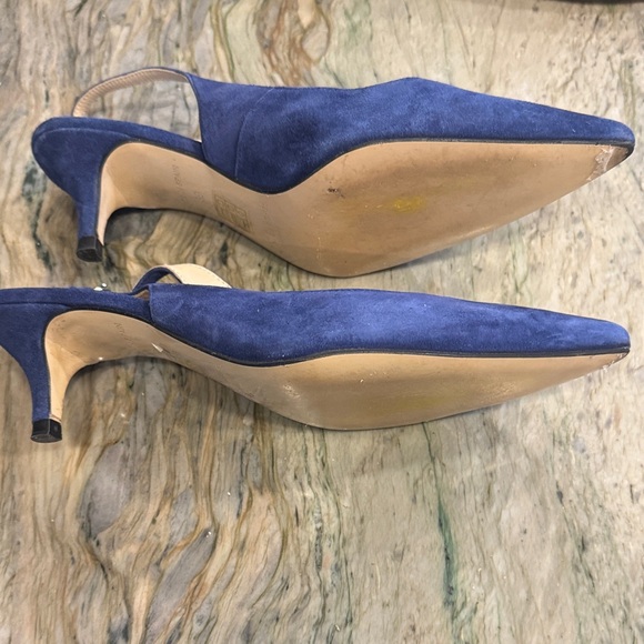 LK Bennett Navy Suede Slingback Heels Made in Spain. - Picture 3 of 9